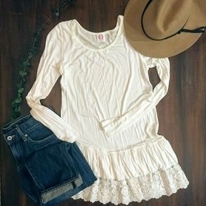 Tunic Length Ruffle Hem Top